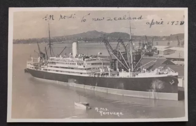 New Zealand Shipping Co RMS Remuera April 1938 -  Postcard Sized With Plain Back