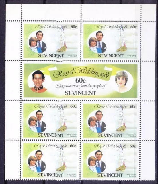 St Vincent 1981 Sheet, Princess Diana Charles, Royal People, Ships   [Ae]