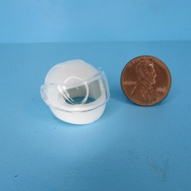 Dollhouse Miniature Motorcycle Helmet with Movable Front Shield in White G7762