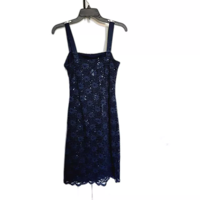 R&M RICHARDS NAVY Sequin & Lace Lined Scalloped Hem Dress With Shrug 2 ...