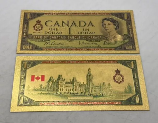 Gold Foil/Souvenir Canada Note - Platinum Jubilee of Queen Elizabeth 1952-2022