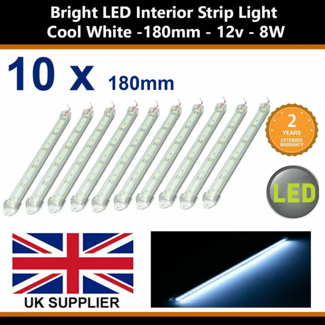 10x 12V LED Interior Strip Lights Roof Ceiling For Van Caravan Truck Trailer Car