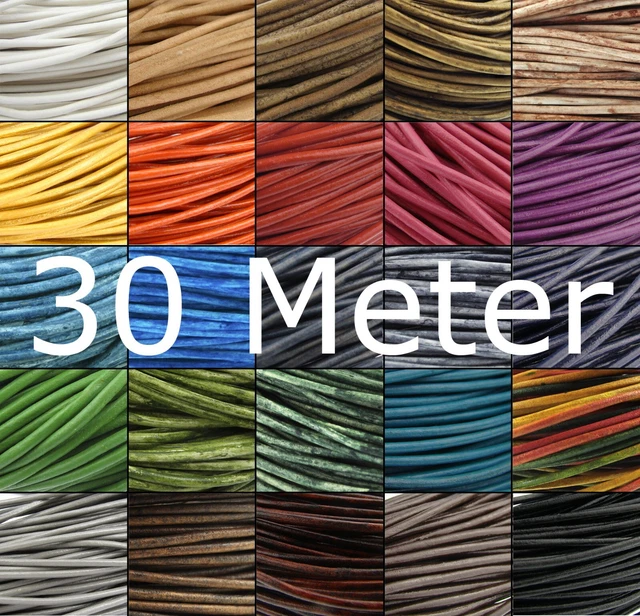 30 metros cordón de cuero Ø 1 / 1,5 / 2 / 3 / 4 / 5 / 6 mm correa de cuero - elección de color