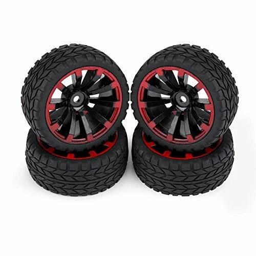 4 Pneus En Caoutchouc Dilwe Pour Voiture RC 1:10 | Jantes Dorées | Set Complet Roues Et Pneus