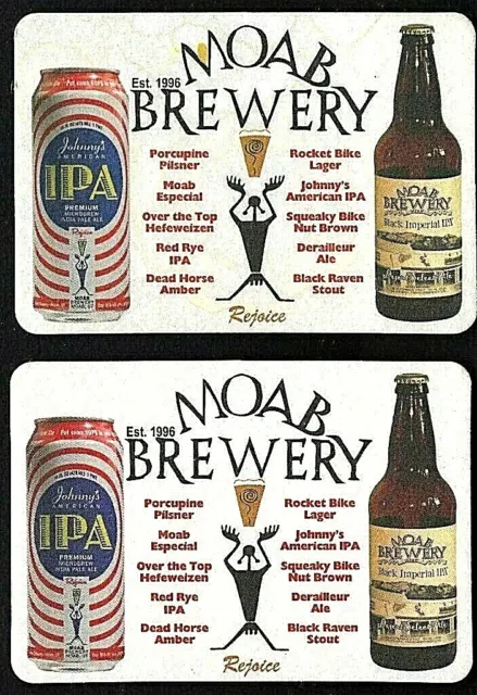 2 Beer COASTER Postcards ~ MOAB Brewery Deadhorse Amber, Black Imperial IPA UTAH