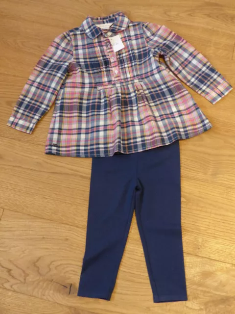 RALPH LAUREN Baby Mädchen Set Leggings Tunika Bluse Karo Gr. 12 Mon.= 74/80 NEU