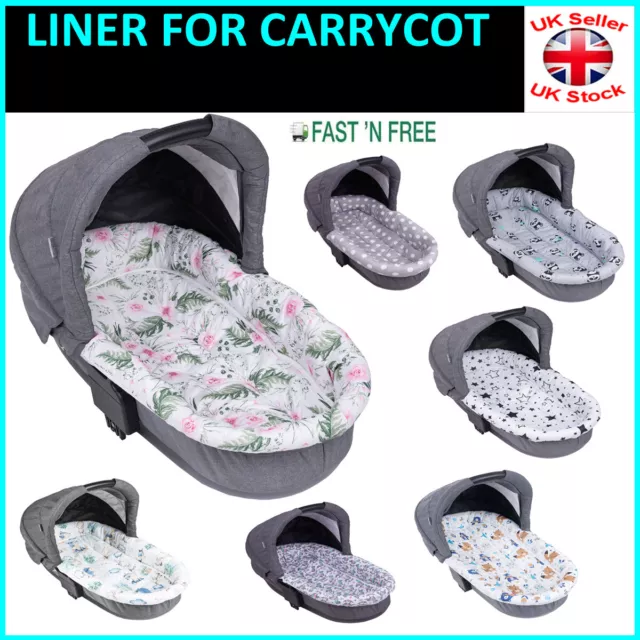 LINER FOR CARRYCOT Universal Set of Mattress and Side Replacement New Patterns