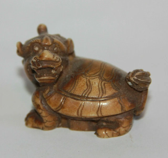 Vtg Dragon Tortoise Figurine Dragon Turtle Chinese Lucky Wealth Feng Shui Animal