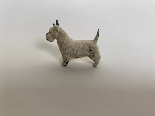 Small Vintage Cold Painted Metal Dog Figurine Terrier