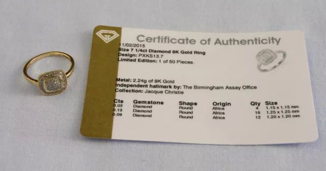 GEMPORIA TGGC CR 10CT GELBGOLD 0,25ct DIAMANTRING COA - 2,3 g - GRÖSSE N 1/2