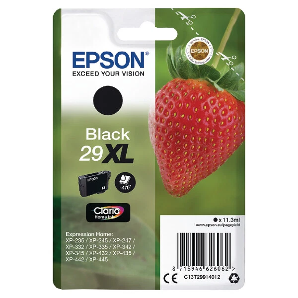 Epson 29Xl Strawberry Black High Yield Ink Cartridge 11Ml - C13T29914012