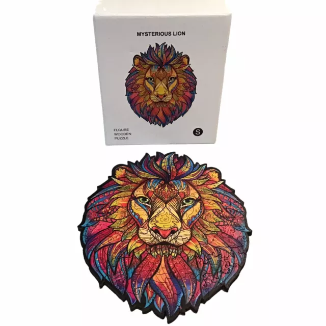 Wooden Jigsaw Puzzle • Mysterious Lion S • 103 Pieces • Complete! Vibrant Safari