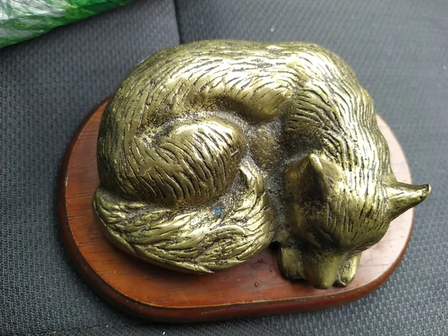 Brass Sleeping Fox. Solid Brass Hunting Shooting Interest.
