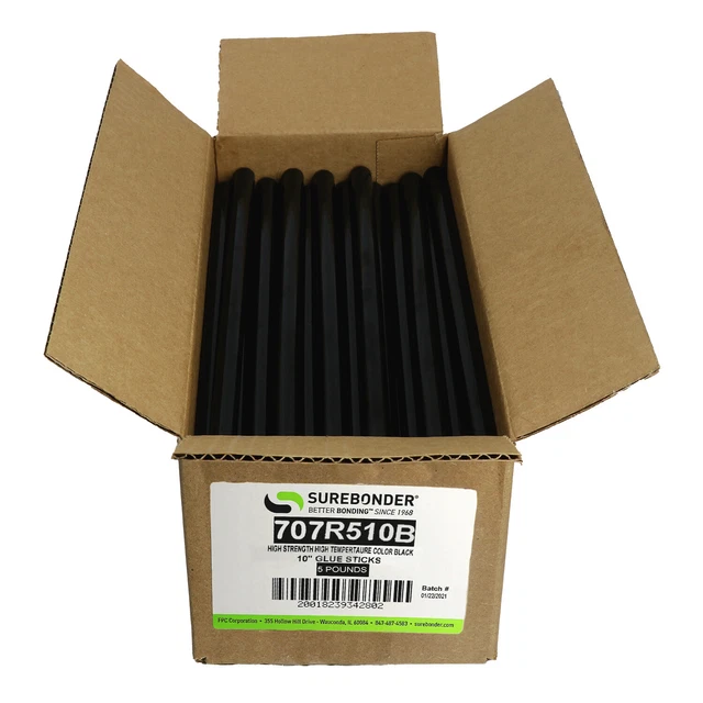 Surebonder Full Size 10" High Strength Black Hot Glue Stick - 5 lb Box
