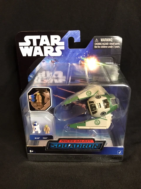 Star Wars Micro Galaxy Squadron Yoda’s Jedi Starfighter – Vaisseau 8 Cm + Figurines Yoda & R2-D2, Cockpit Ouvrable
