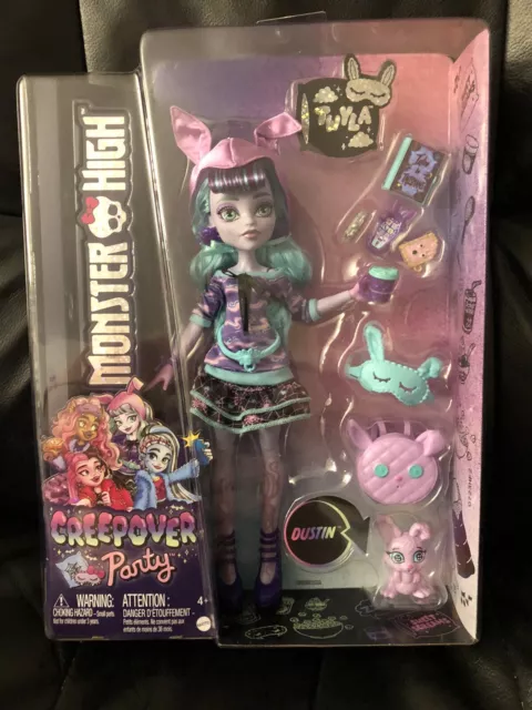 Monster High Doll, Twyla Creepover Party Set with Pet Bunny Dustin,  Sleepover Clothes and Accessories