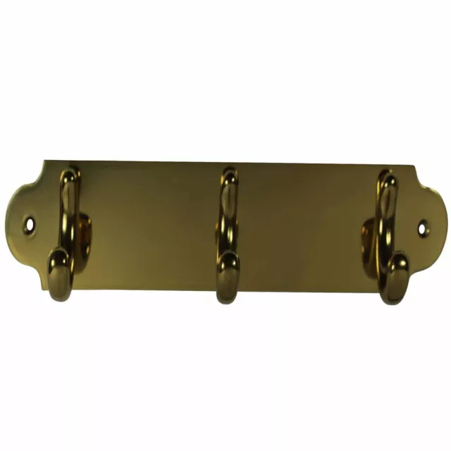 Triple Hook Solid Bright Brass Plate | Renovator's Supply