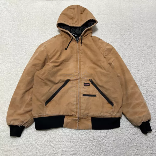 Dickies Jacket Men 2XL XXL Brown Khaki Canvas Bomber Parka Outdoors Workwear