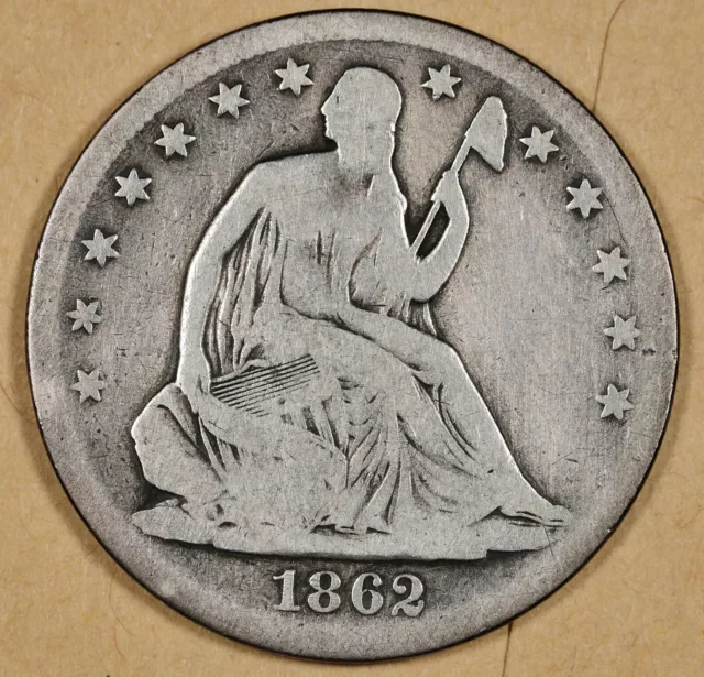 1862-s Seated Liberty Half.  Civil War Era.  VG.  195313