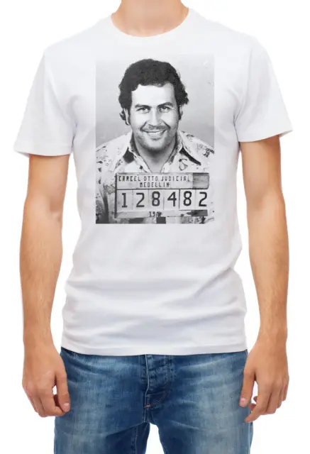 Pablo Escobar Mugshot Columbia Cartel funny Short sleeve White Men T shirt K512