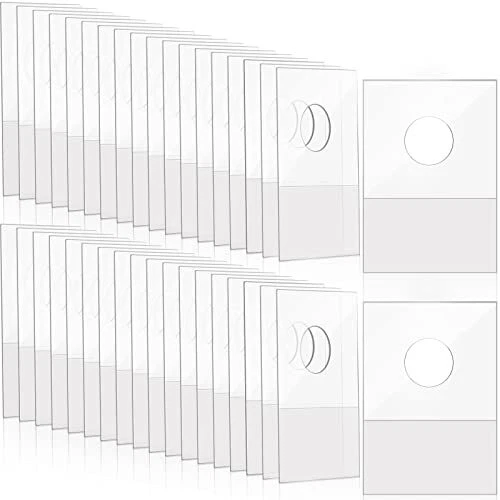 600 Pieces Clear Hook Hang Tabs 7/8 x 1-1/4 Inches Round Hole Self Adhesive