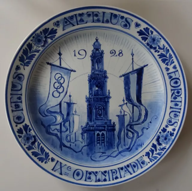 Very Rare Porceleyne Fles Delft Plate Olympics 1928 Amsterdam