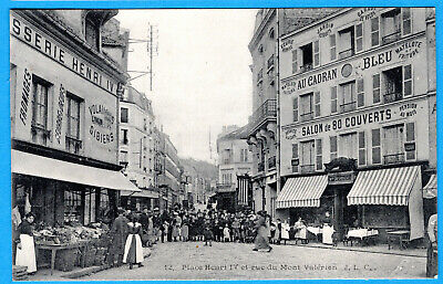 Cpa 92 Suresnes -  Place Henri Iv Et Rue Du Mont Valerien