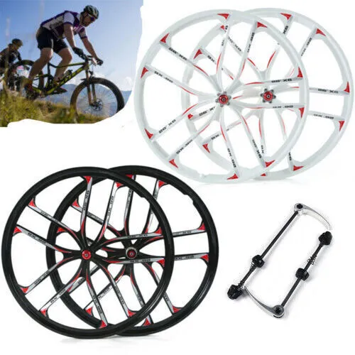 26" MTB Mountain Bike 10 Spoke Rims Disc Brake Mag Alloy Wheel Set Front+Rear