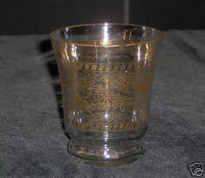 CLEAR  Glass Votive Holder WITH GOLD ETCHING