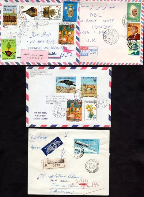 Morocco 1990 Collection Of 4 Air Mail Covers Includes Express Mail & Registered