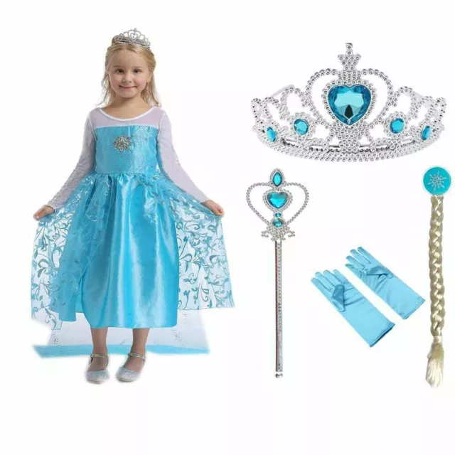 Costume Principessa Cosplay Elsa Festa Ragazze Abiti Per Festa Halloween Natale