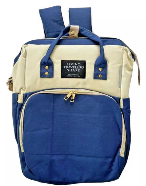 Baby Diaper Bag Backpack BLUE With built in Bassinet/Crib Changing Station USB