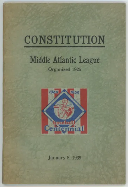 1939 Baseball Middle Atlantic League Constitution By-Laws