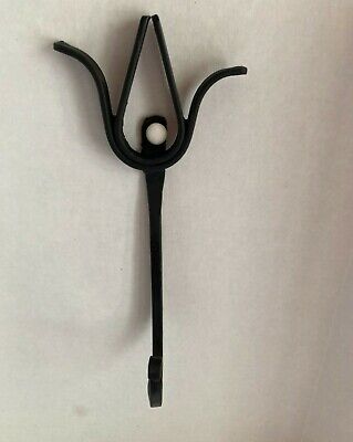 Wrought Iron Wall Hook Curved Tulip Design Hand Forged Heavy Duty Penn Dutch