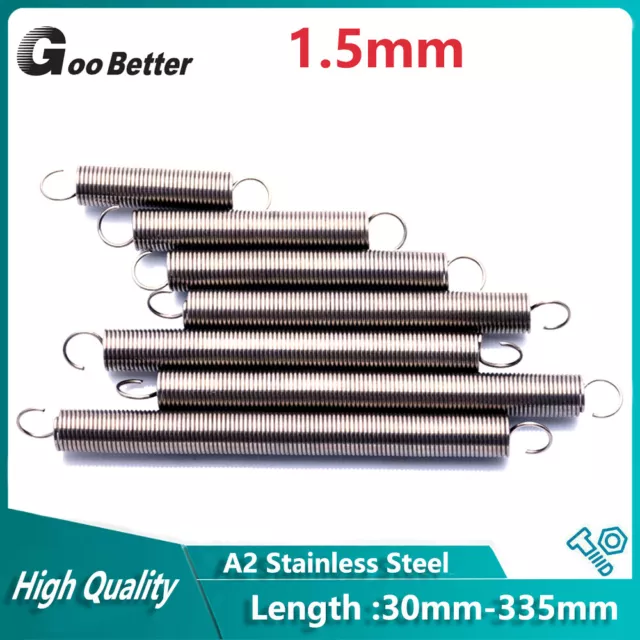 With Hook 1.5mm Wire Dia Expansion Extension Tension Springs Stainless Steel DIY