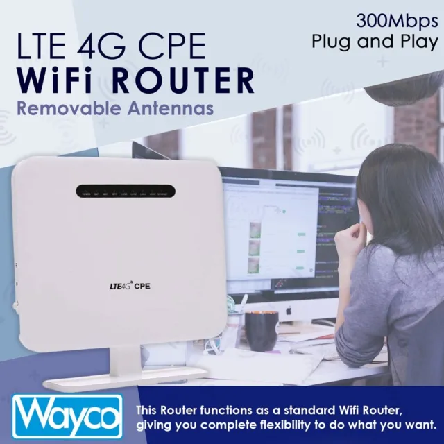4G Wireless Router 300 Mbps abnehmbare externe Antenne WiFi & Sim-Karte ENTSPERRT