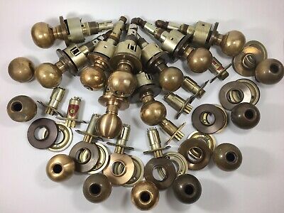 Mixed Lot Of Vintage Brass Door Knobs Sets Of 9 As Is For Parts Repairs Etc
