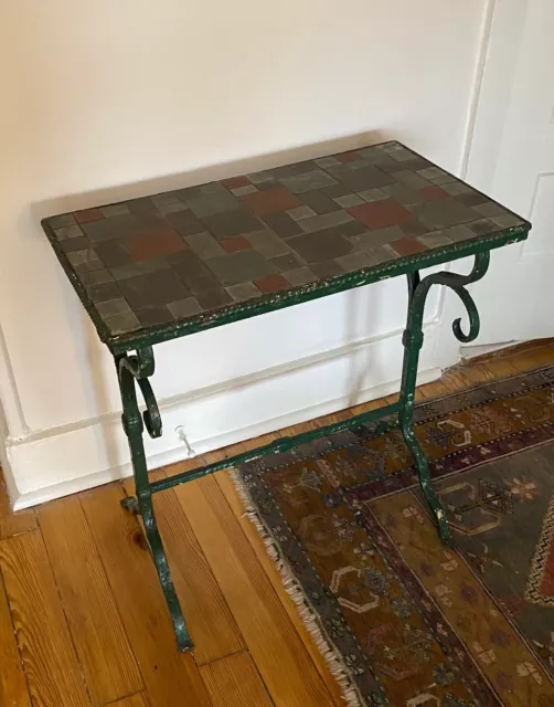 19th Century French Wrought Iron Table With Slate Top 2