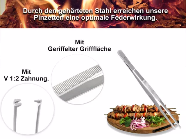 Küchenpinzette Grillpinzette V Zahnung Kochpinzette Pinzette Edelstahl Gerade 2