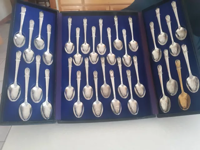 Vntg Wm Rogers Co Silver Plate 35 Presidents Commemorative Spoon Collection 