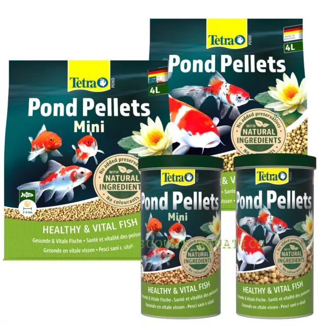 Pond Pellets Tetra Mini Medium 1L 4L Fish Food Health Vitality Goldfish Koi