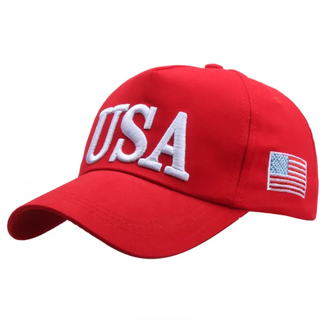 USA Stars and Stripes Embroidery Trucker Baseball Snapback Adjustable Hat Cap