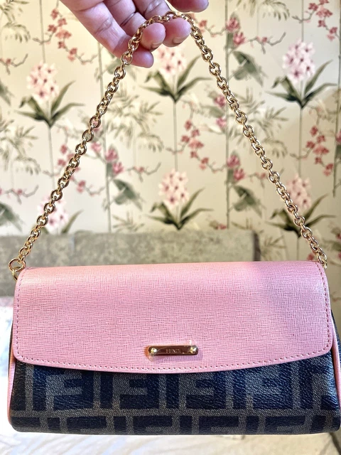 Fendi tobacco zucca 2025 canvas mini pochette bag