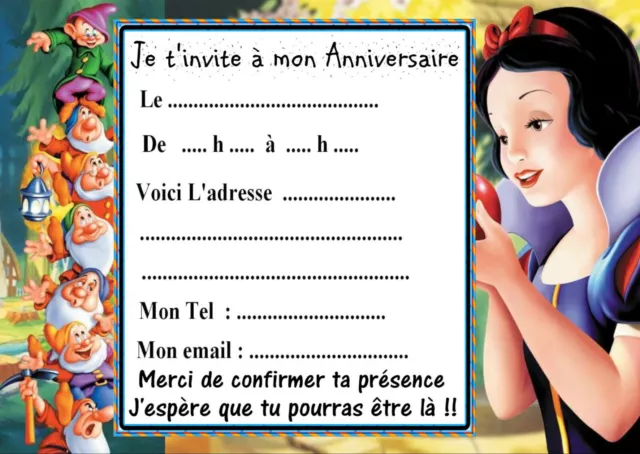 5 ou 12 cartes invitation anniversaire RAIPONCE REF 15 avec/sans envel  imprimées