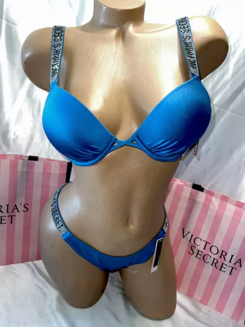 VICTORIAS SECRET BOMBSHELL Swim Swimsuit Shine Strap 34A Medium Bottoms  Blue £74.92 - PicClick UK