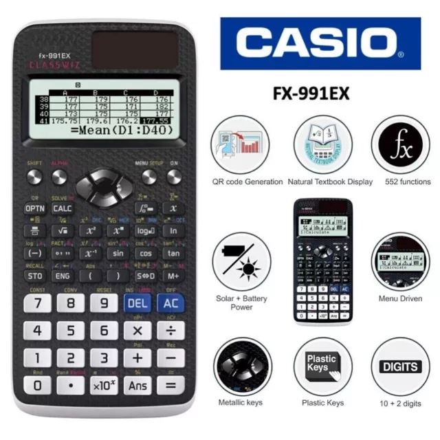 Casio FX-991E X wissenschaftlicher ClassWiz Rechner mit natürlichem Display