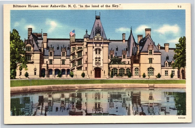 Asheville North Carolina~Biltmore House Front View~Châteauesque~Vintage Linen PC