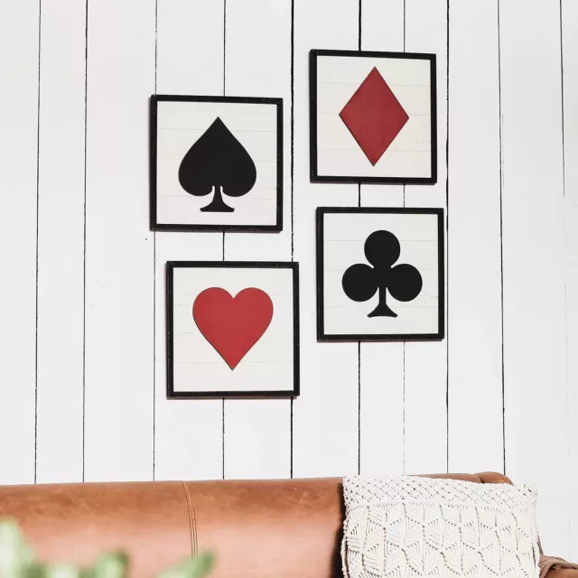 Poker Wall Art Decor Game Room Decor Framed Wooden Square Accessories Hanging... 2