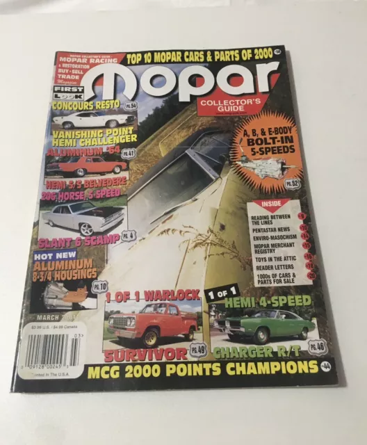 MOPAR COLLECTOR'S GUIDE MCG Magazine Back Issue March 2001 £8.14