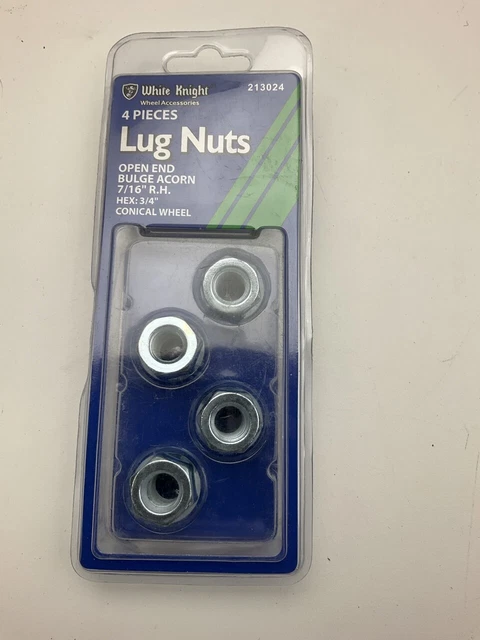 White Knight 213024 Wheel Lug Nuts,  7/16" R.H. THREAD SIZE Bulge Acorn Open End